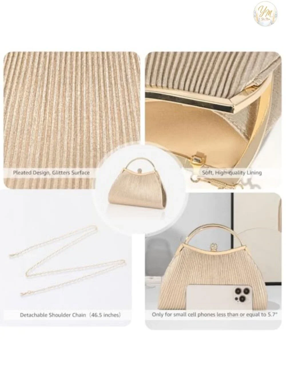 Women's Glitter Clutch Purse with Chain Strap Evening Handbag